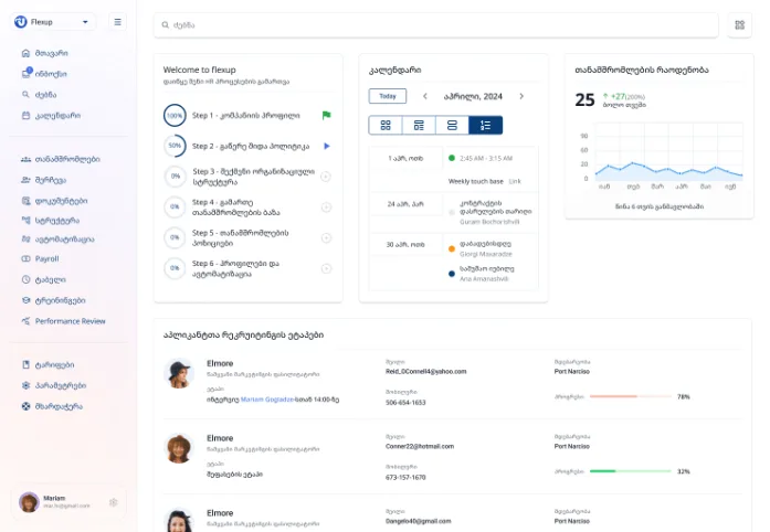 FlexUp HR portal dashboard