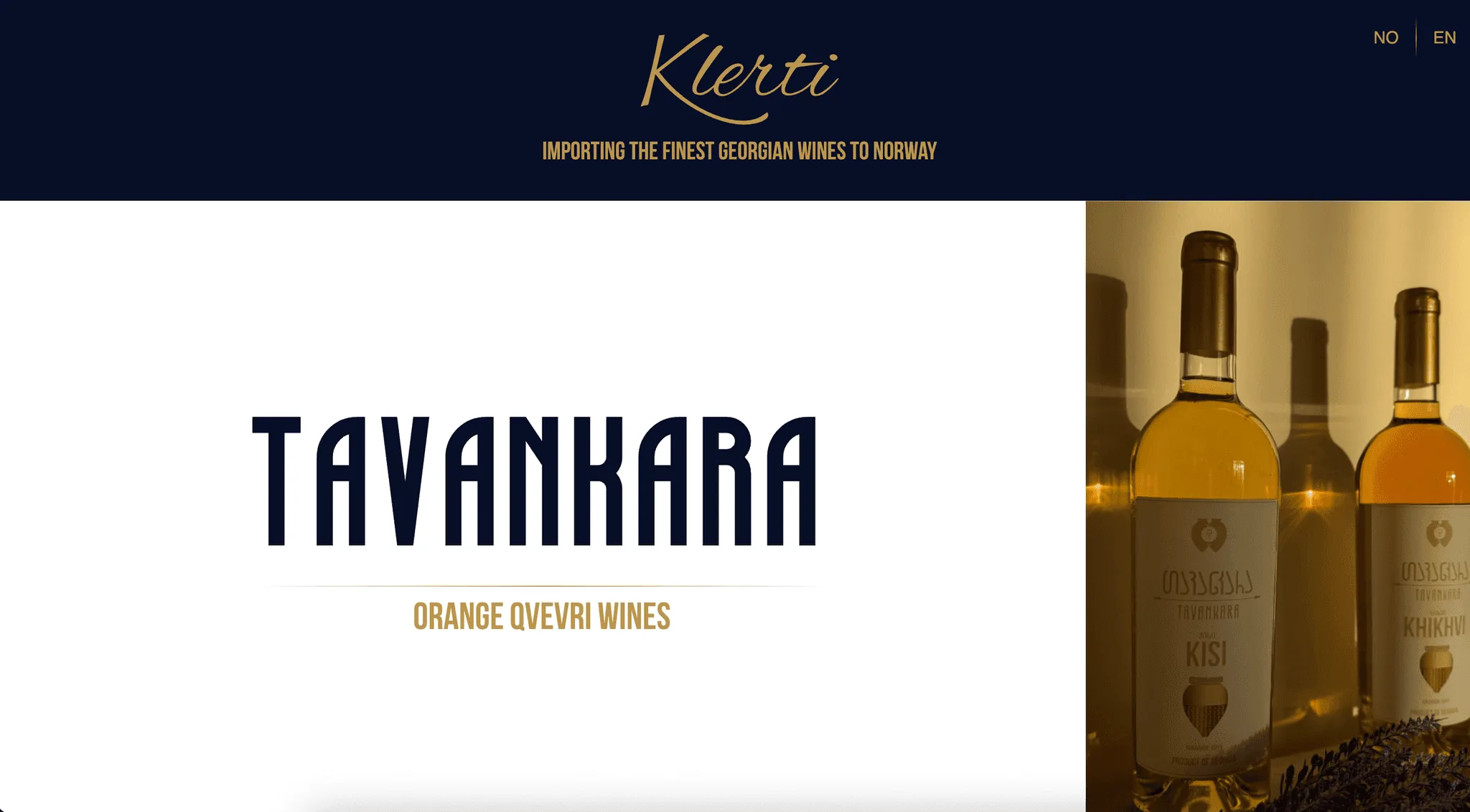 Klerti wine importer landing page screenshot