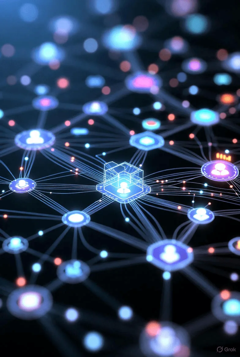 Abstract network of connected people nodes