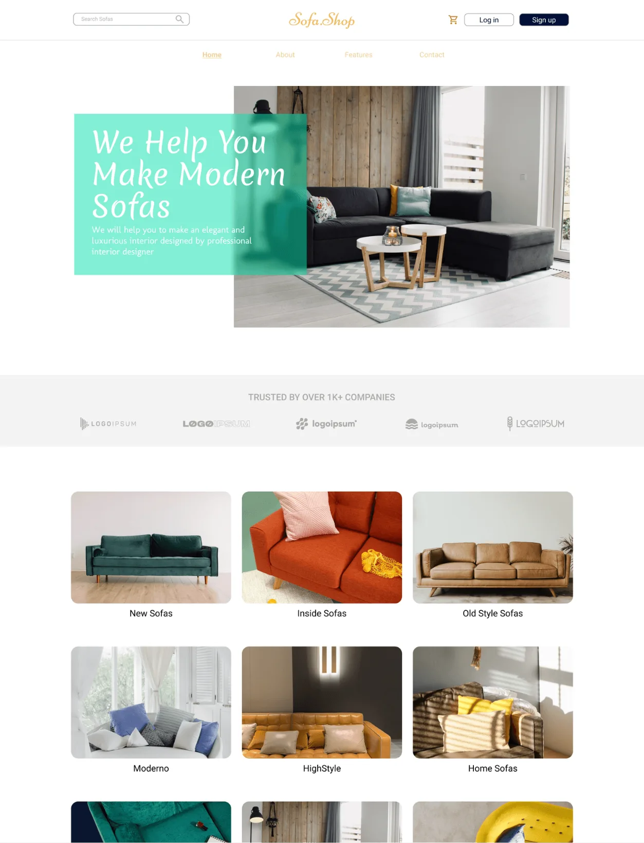 SofaShop landing page design