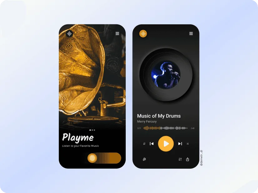 Mobile app screens