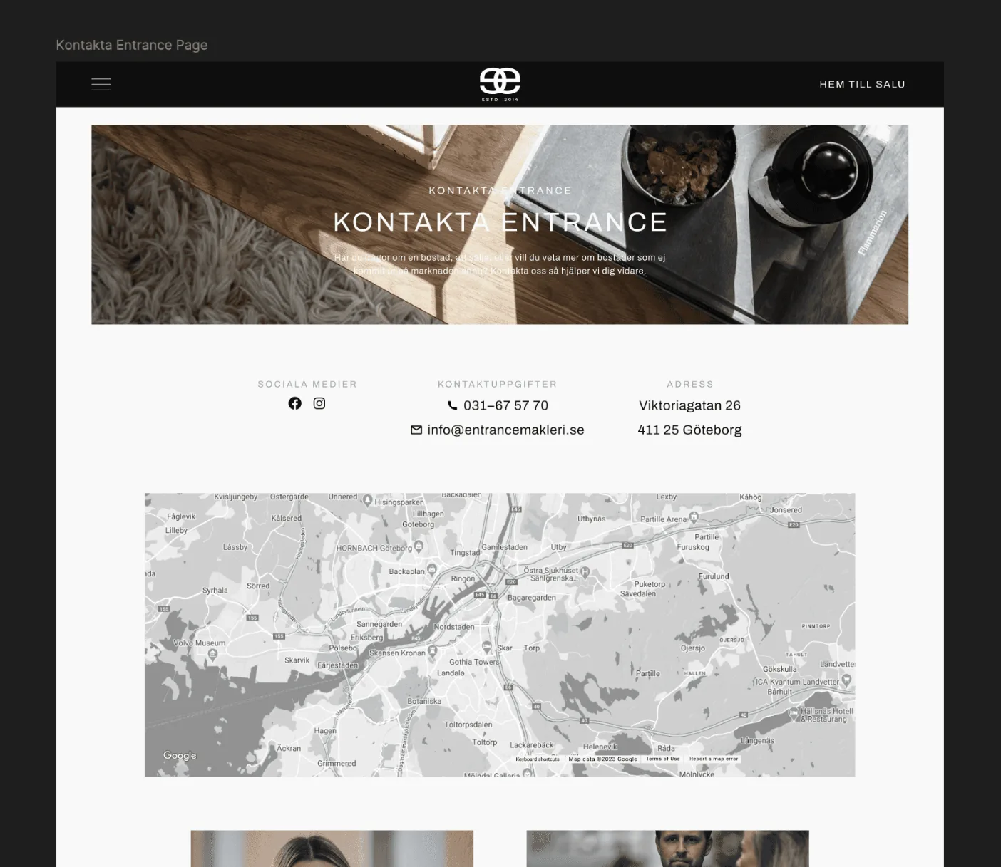 Figma frame of an Entrance content page